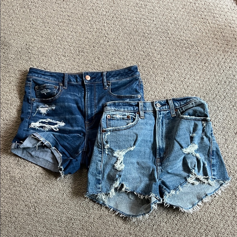Lot of Distressed High Rise Mom Denim Shorts